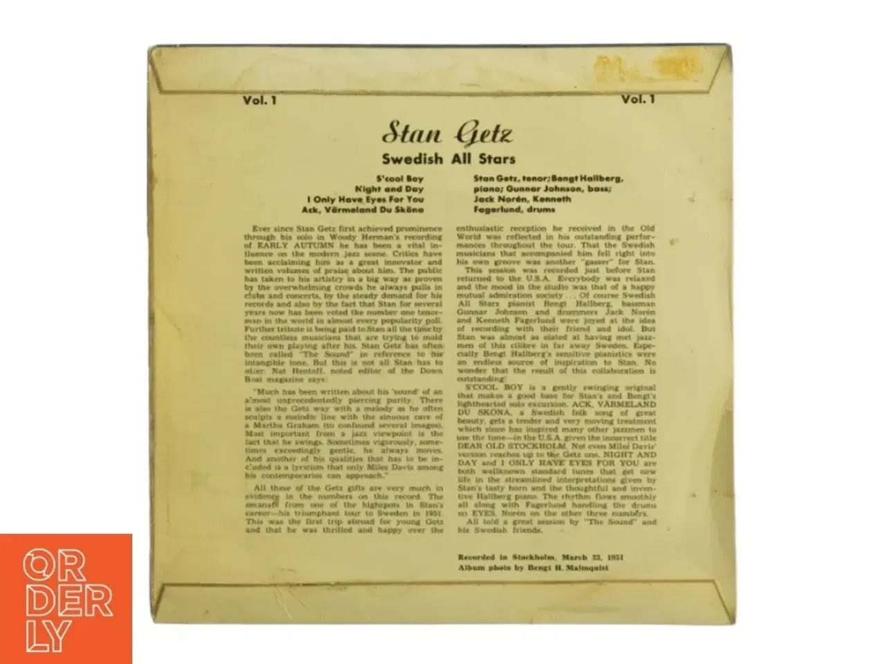 Billede 3 - Vinyl Stan Getz EP med svenske all stars (str. 18 x 18 cm)