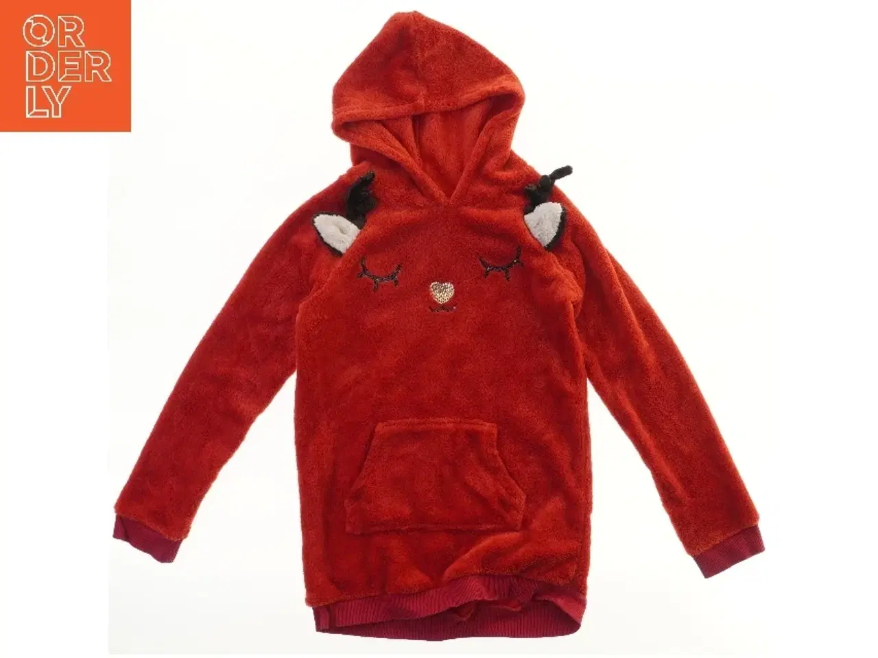 Billede 1 - Rød jule-hættetrøje med Rensdyr (str. 134)