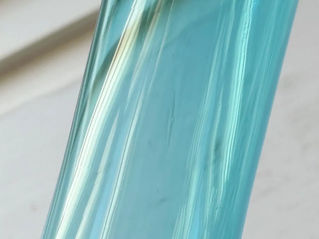 Billede 6 - Turkis glasvase på krystalfod, NB