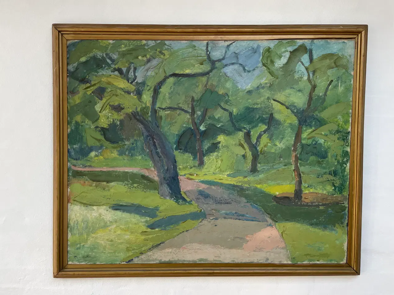 Billede 1 - Stort oliemaleri – moderne landskab, 73×92 cm