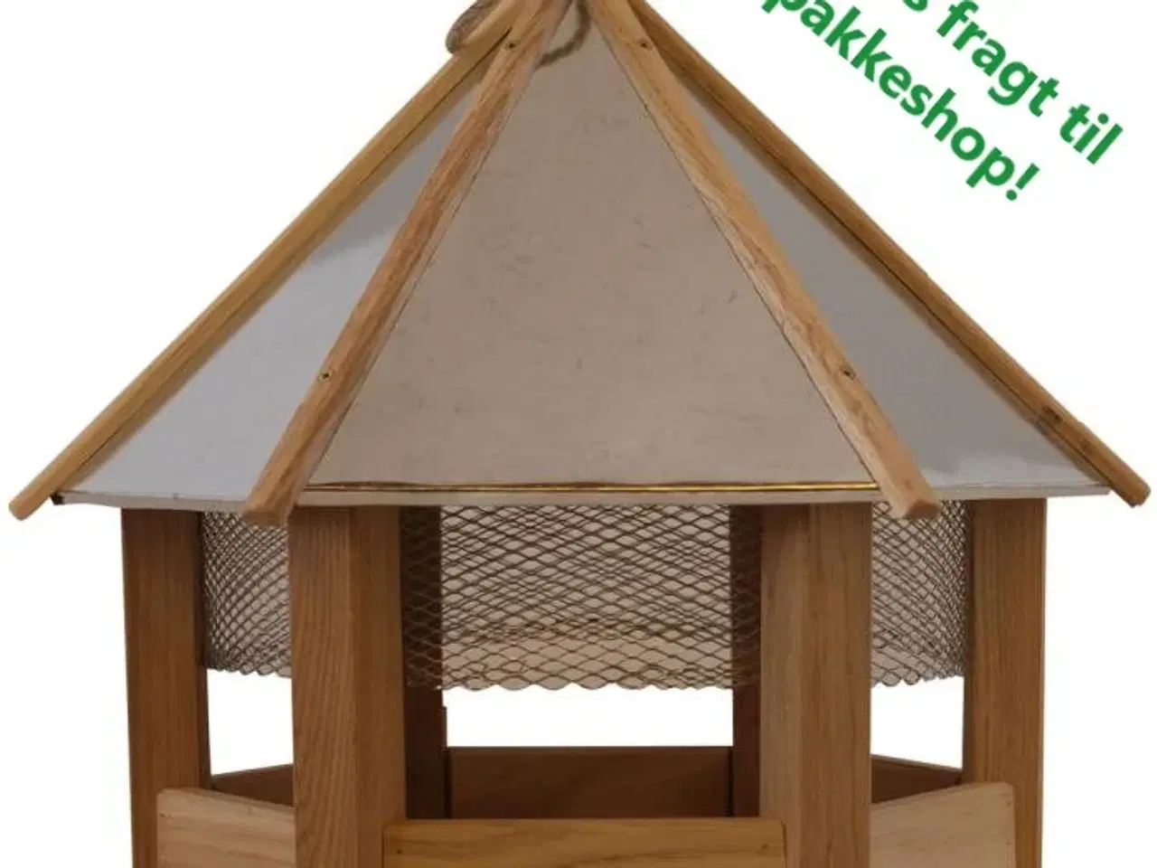 Billede 1 - Fuglefoderhus i eg med net og Zink-tag Gratis lev.