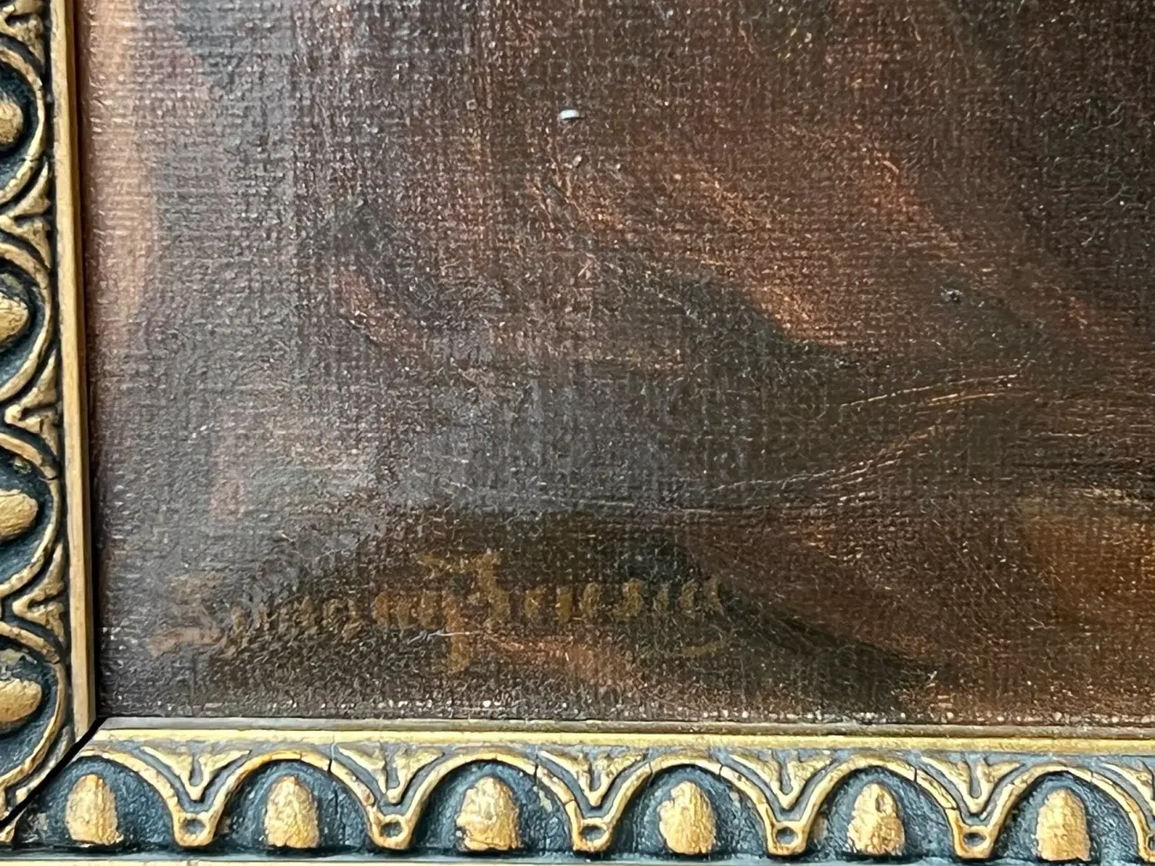 Billede 3 - Maleri i bred guldramme - Vintage