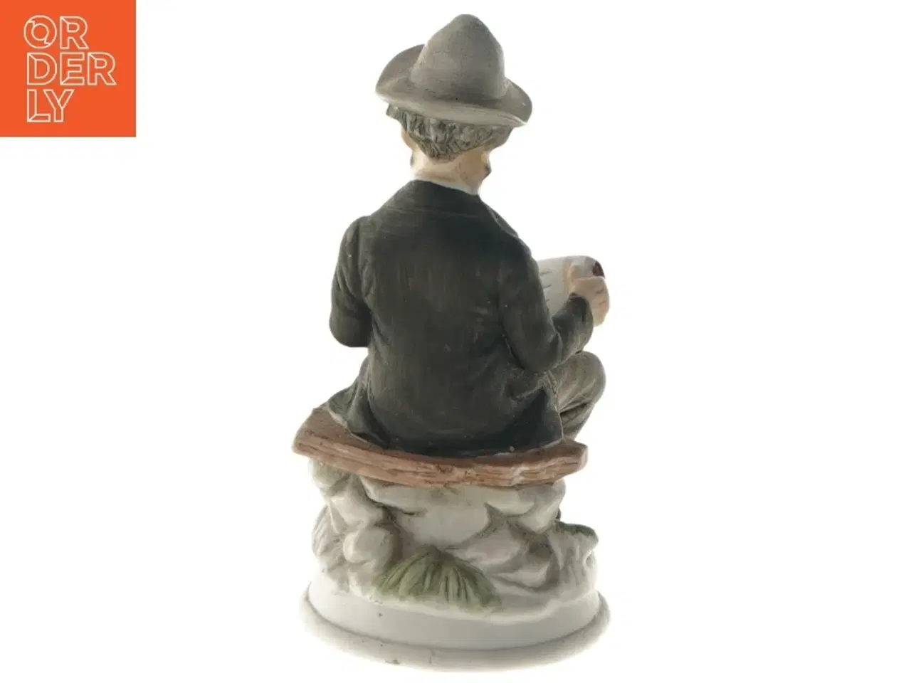 Billede 2 - Porcelænsfigur af læsende mand fra Kjellerup (str. 17 cm)