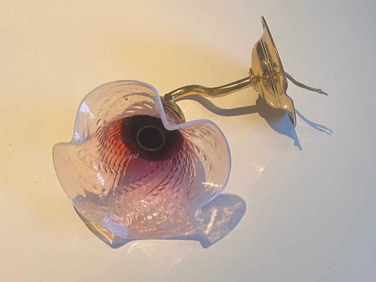 Billede 2 - Antik Vægglaslampe på messing