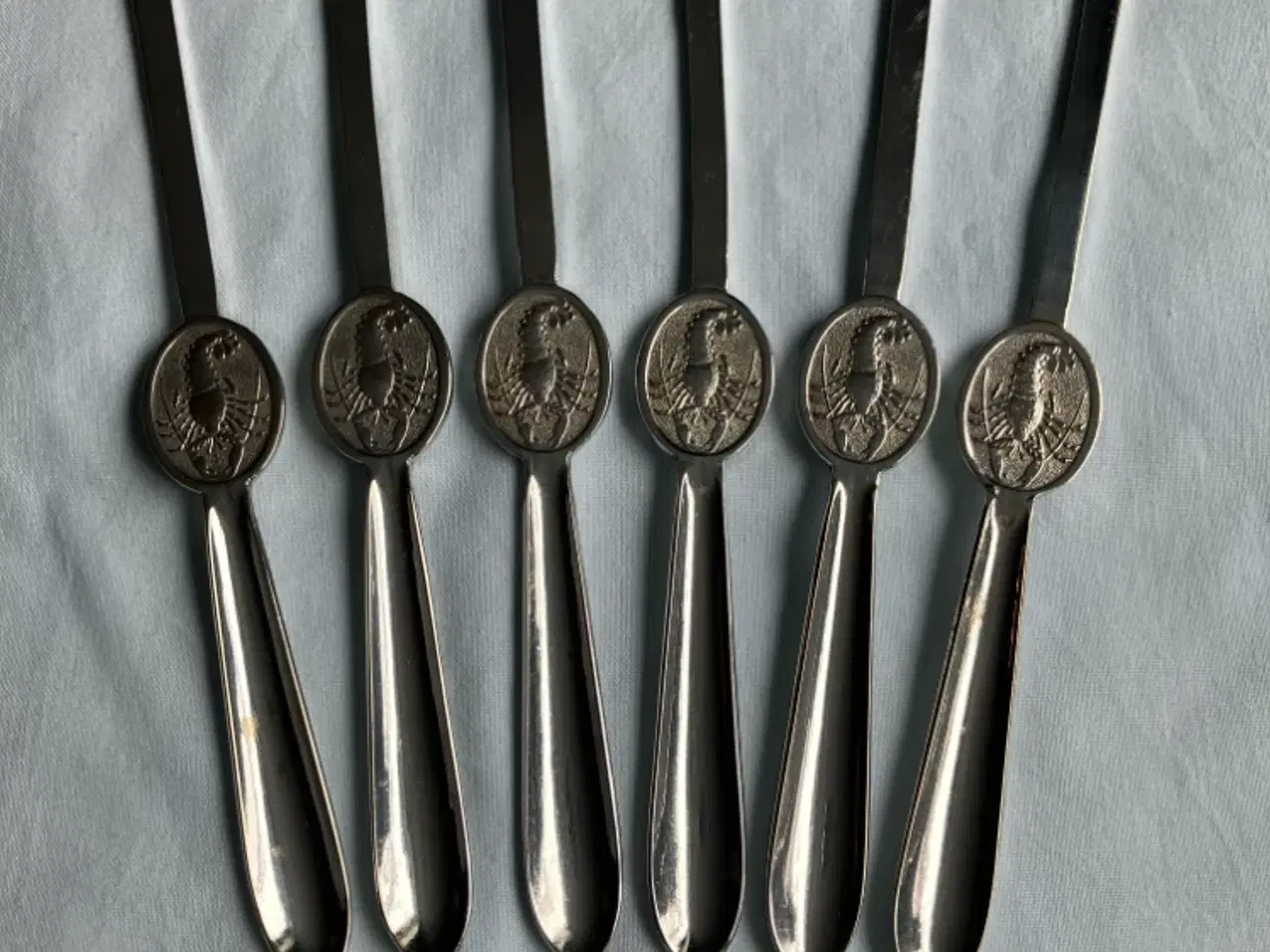 Billede 1 - 6 hummergafler i pletsølv 