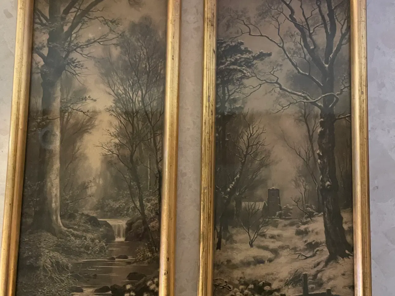 Billede 1 - 2 flotte billeder i guldramme