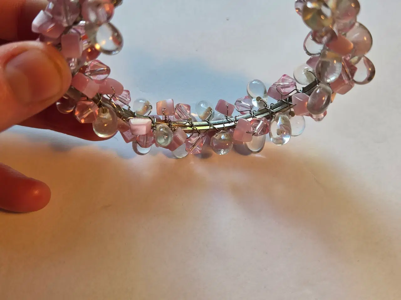 Billede 6 - Rosa og klar perle armbånd