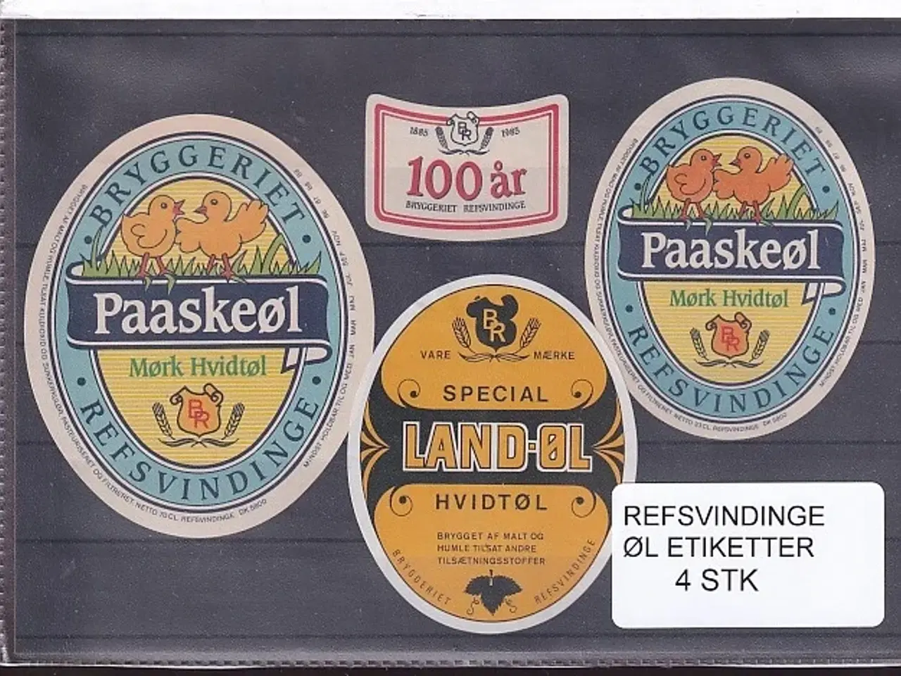 Billede 1 - Etiketter - Refsvindinge  4 Stk.