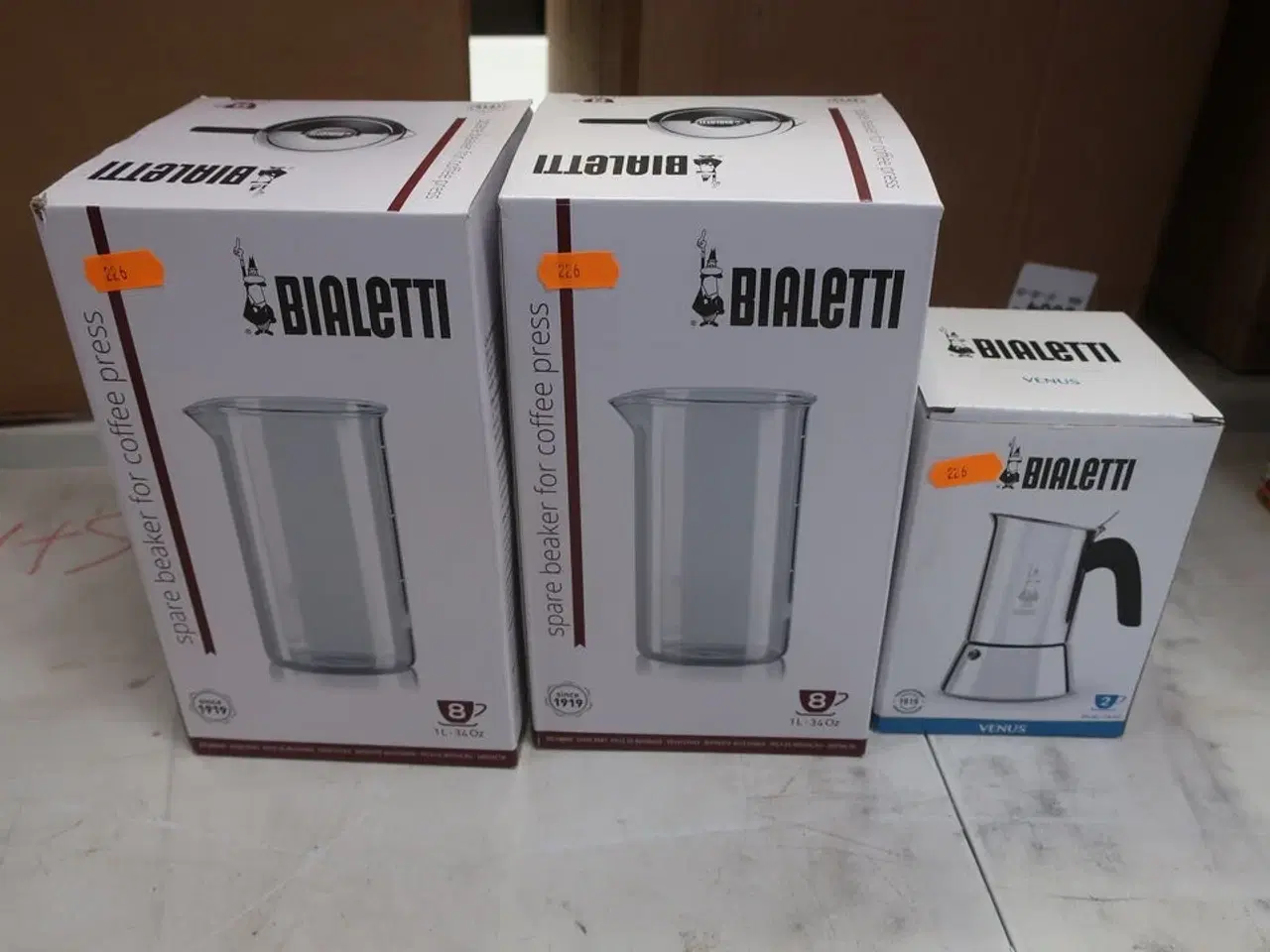 Billede 1 - Kaffekoger + 2 stk. reserve glaskander stempelkaffe BIALETTI