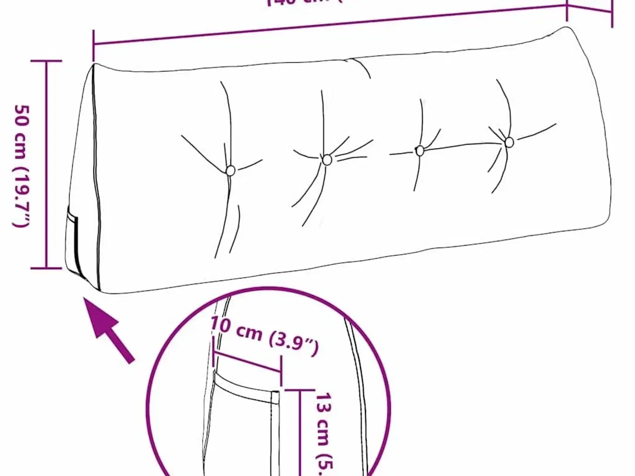 Billede 11 - Rygpude Skygrå 140 x 24 x 50 cm Stof