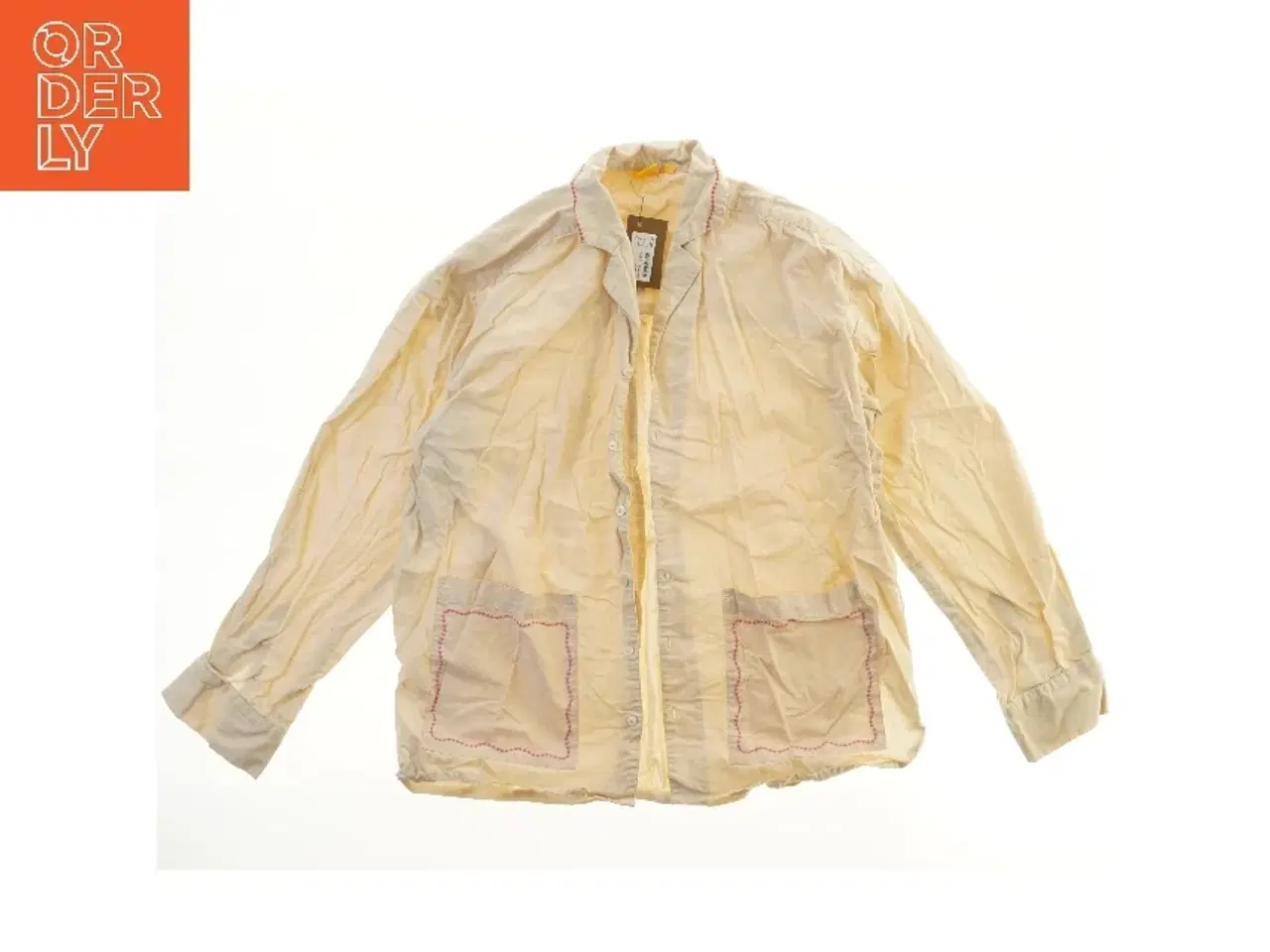 Billede 1 - Langærmet skjorte med broderi fra Juna (str.  s/m, 63x75 cm)