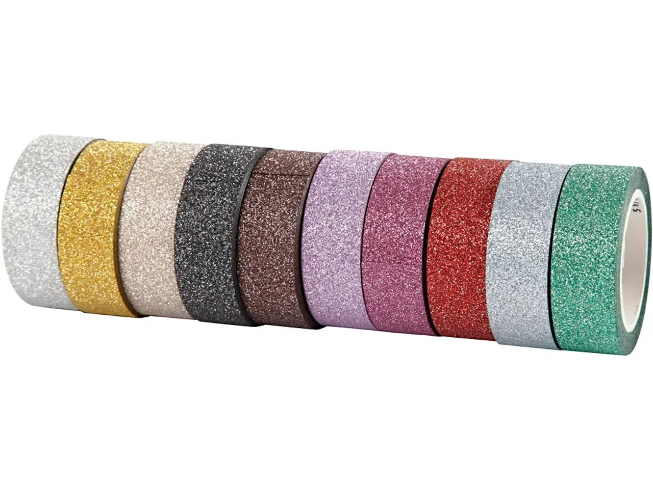 Billede 1 - Glittertape 15 mm - Ass. farver, 6 m pr. rulle