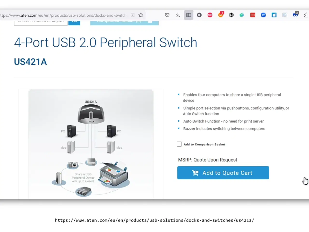 Billede 8 - ATEN 4-Port USB 2.0 Peripheral Switch - US421A    