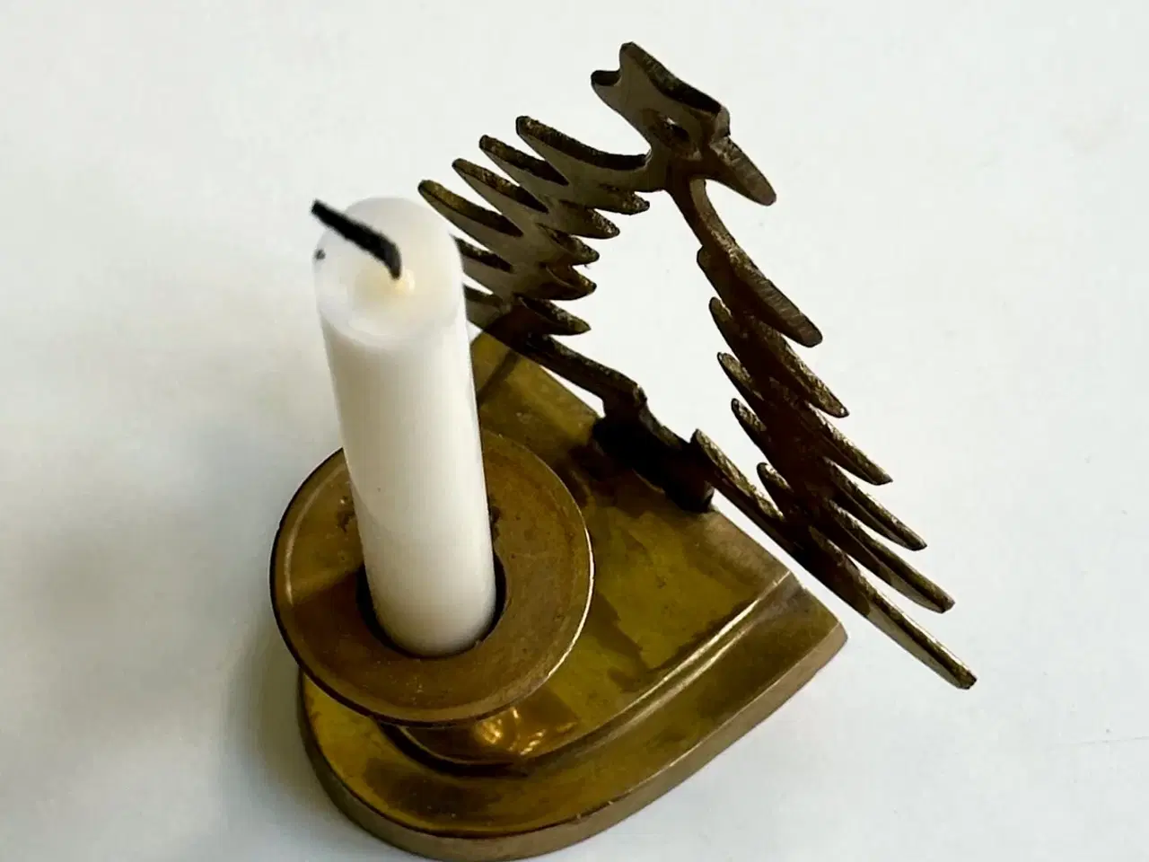 Billede 4 - Messingstage m juletræ, juletræslys