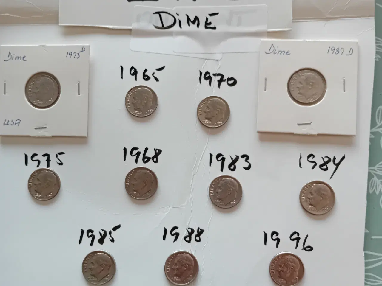 Billede 2 - USA Mønter.  Dime. 1 kr stk