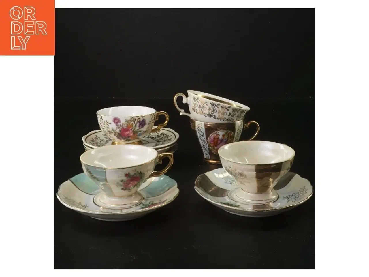 Billede 1 - 5 smukke Vintage porcelænskopper og underkopper sæt (str. 5 stk Ø 7,5 & 12 cm)