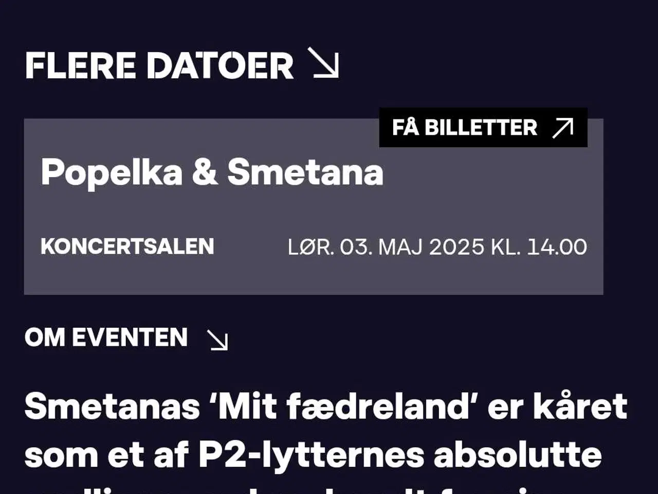 Billede 1 - DRs koncerthus 3. maj kl 14 Popelka & Smetana