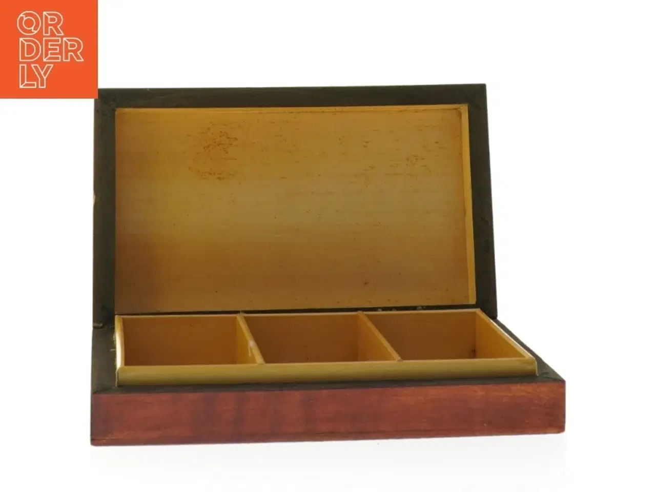 Billede 2 - Antik Polsk Trææske Messing indlæg og med indgraveret mønster (str. 15 x 9 cm)