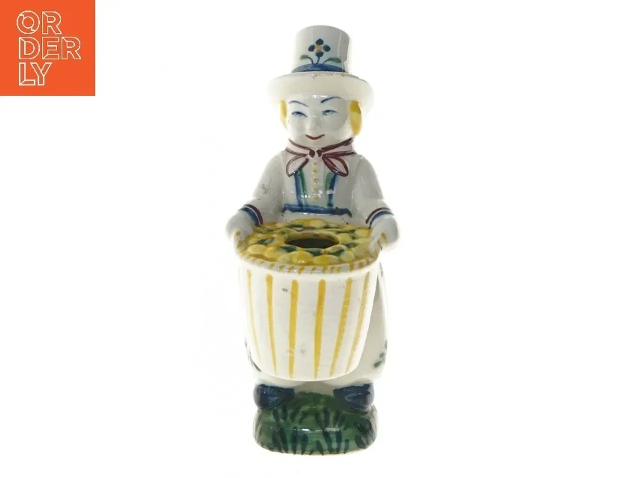 Billede 1 - Keramisk figur med blomsterdekoration (str. 15 cm)