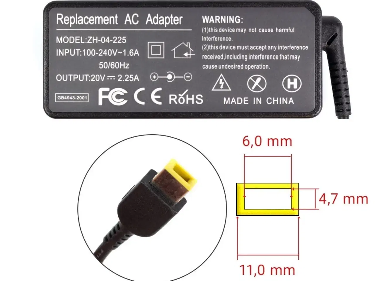 Billede 1 - Lenovo 45W 20V 2.25A strømforsyning square pin - Kompatibelt