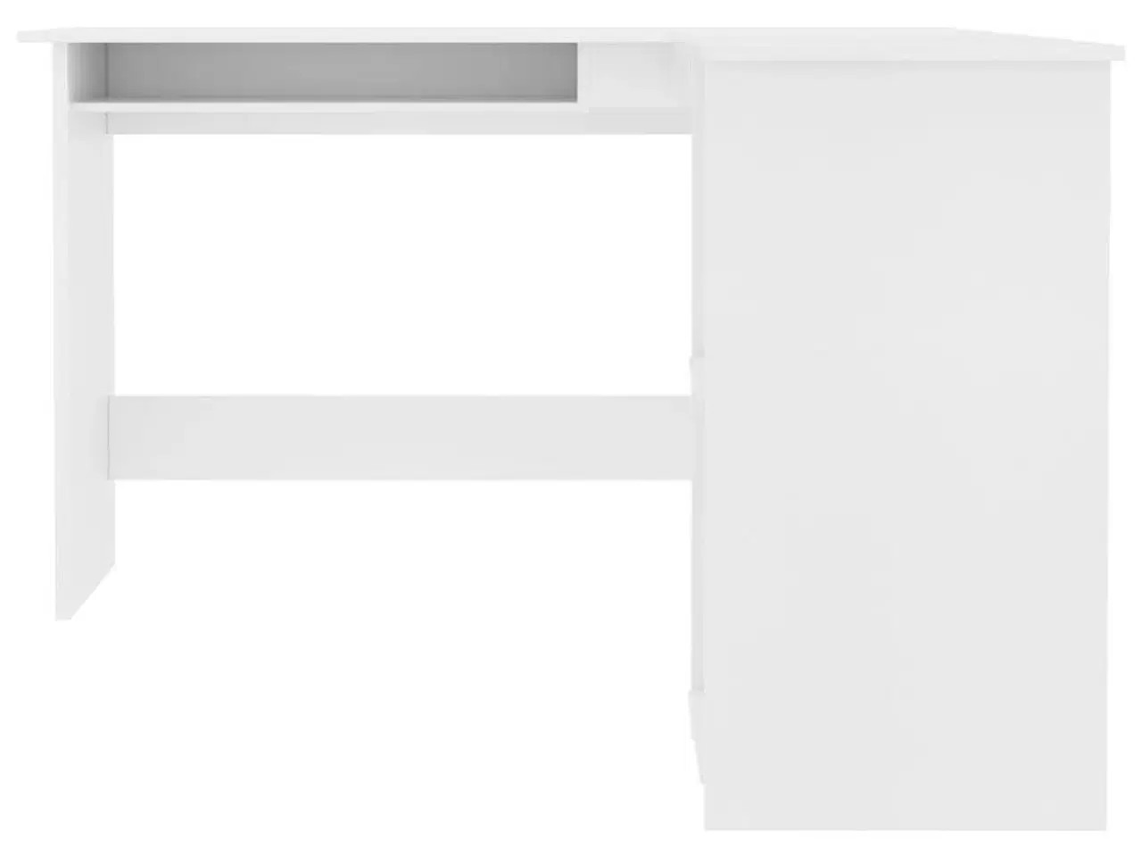 Billede 4 - L-formet skrivebord 120x140x75 cm konstrueret træ hvid