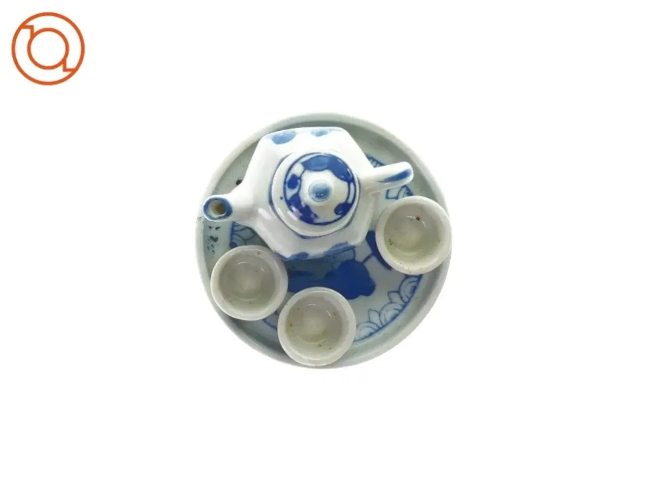 Billede 2 - Miniature testel med 4 kopper, kande og bakke (str. Bakke Ø: 9 cm) (str. Bakke Ø: 9 cm)
