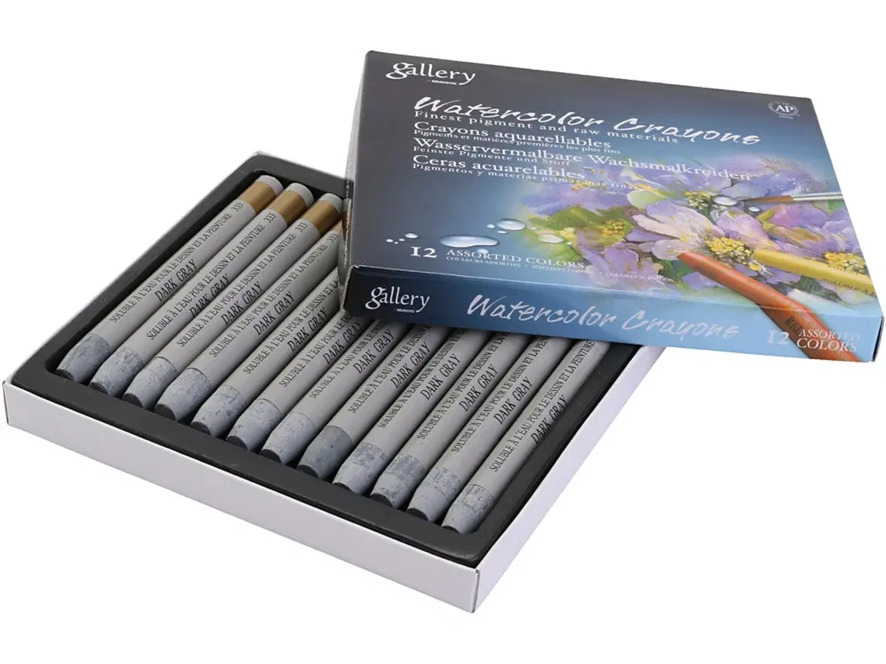Billede 1 - Gallery Akvarelkridt, grå - 12 stk. i pakke