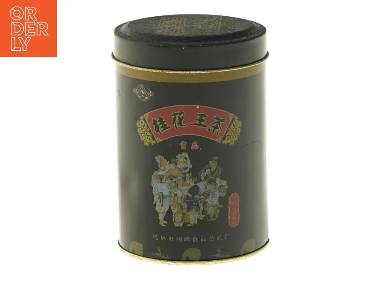 Billede 1 - Te dåse med kinesisk dekor (str. 12x8 cm)