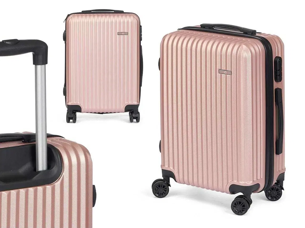 Billede 2 - Kabinekuffert håndbagage 55 x 35 x 20 cm - Pink med striber