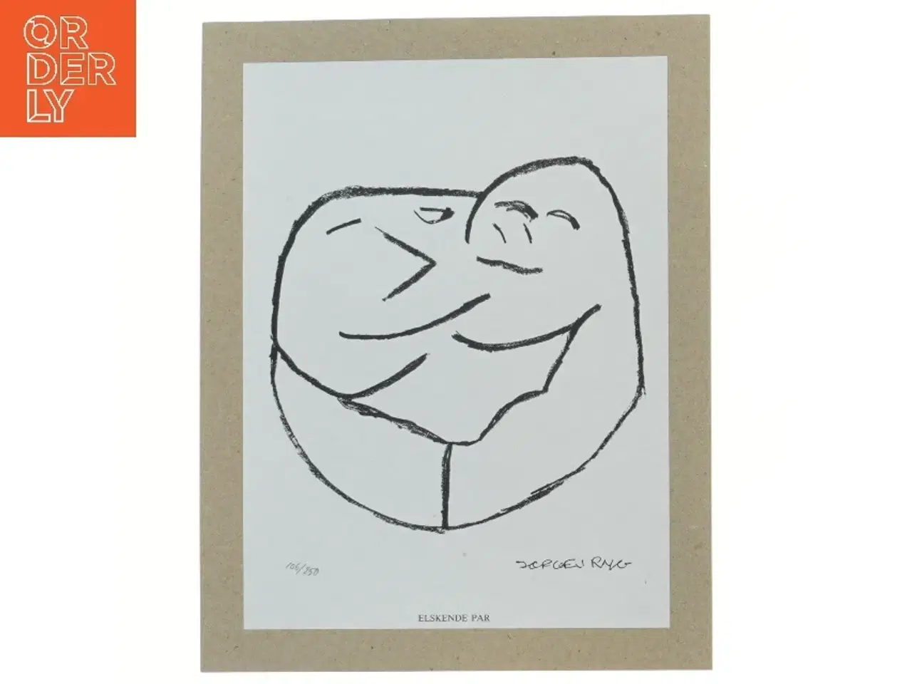 Billede 1 - Sort-hvidt kunsttryk af elskende par fra Jørgen Ryg (str. 30,5x24 cm)