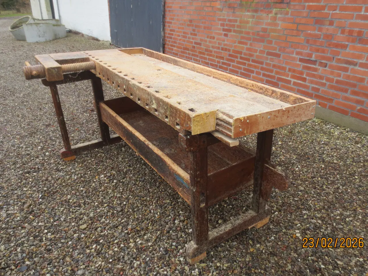 Billede 1 - 1 stk Retro Høvlebænk med træspindel