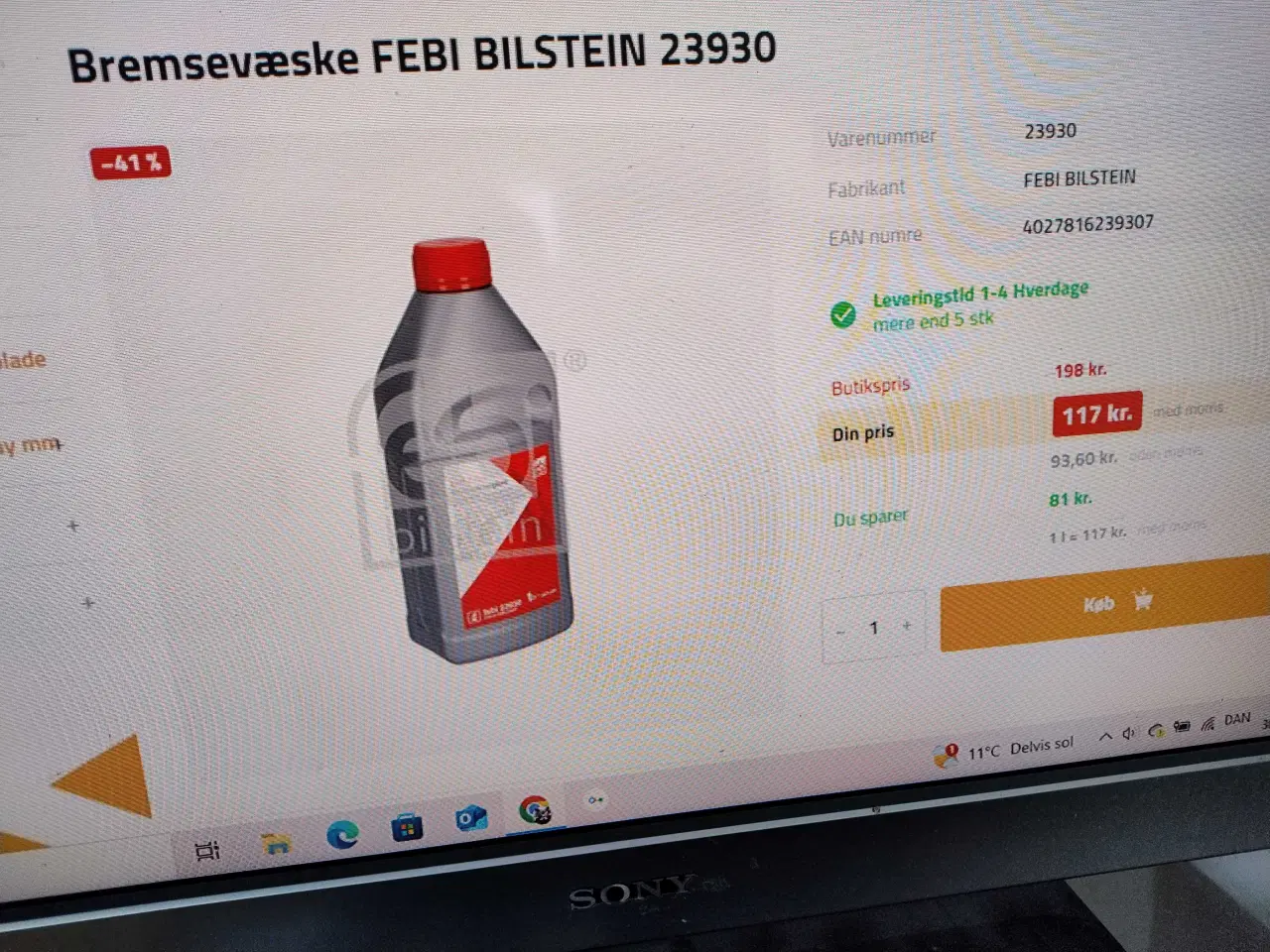 Billede 1 - Bremsevæske Febi Dot4 plus (åbnet, har cirka 0,9l)