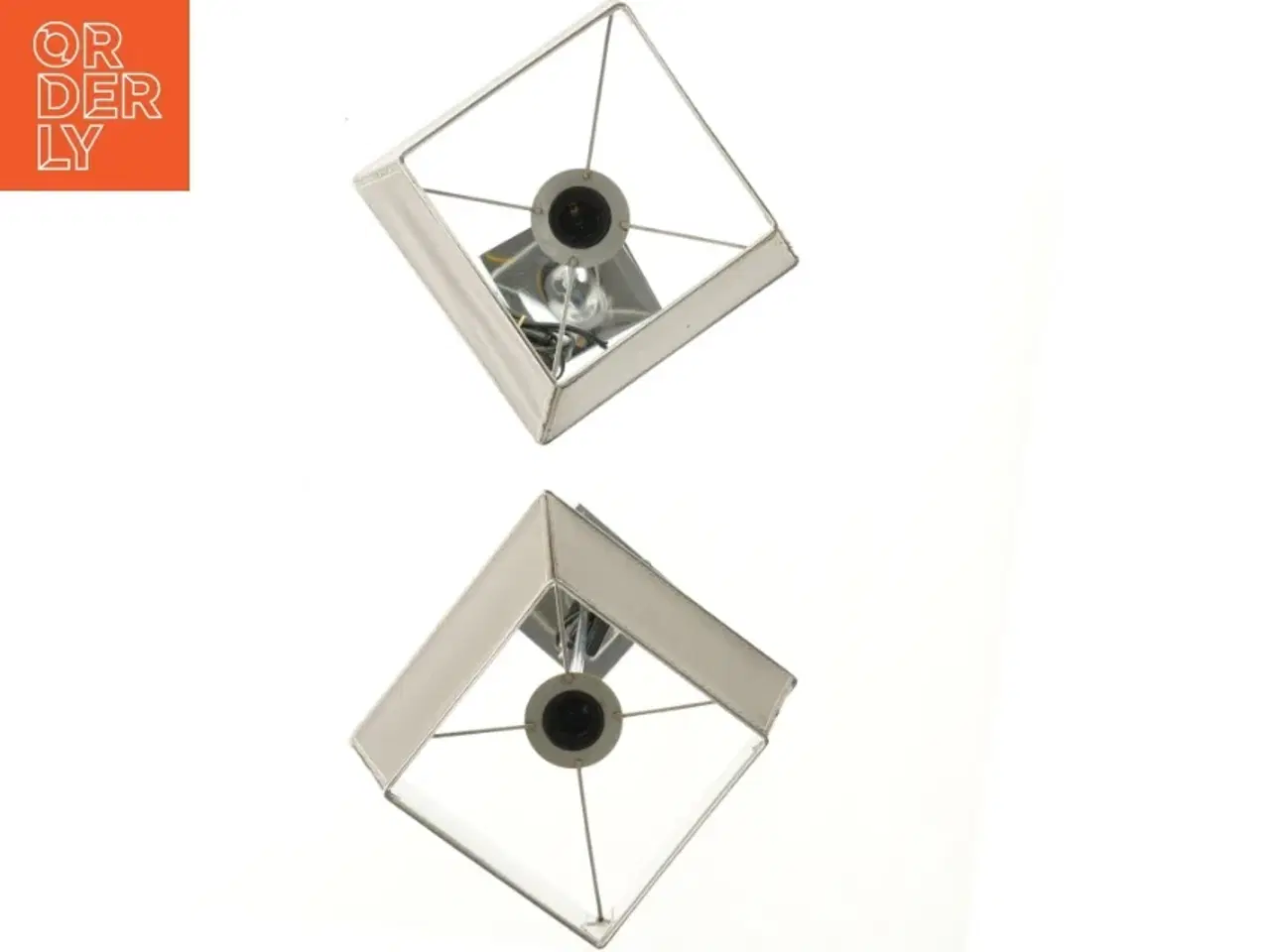 Billede 2 - Er par bordlamper af stål med skærme af brunt læder (højde 63 cm)