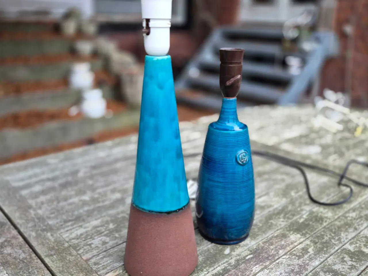 Billede 3 - Keramikbordlamper med smuk turkis glasur