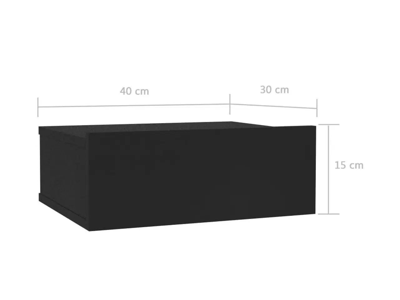 Billede 7 - Svævende natborde 2 stk. 40 x 30 x 15 cm konstrueret træ sort