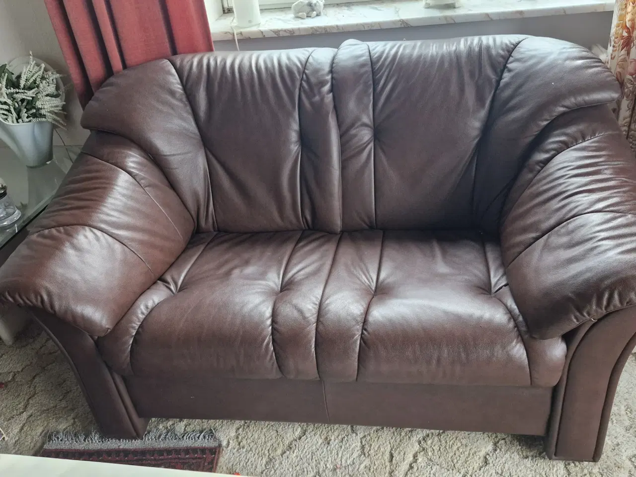 Billede 4 - Lædersofa 3+2 brun Bortgives