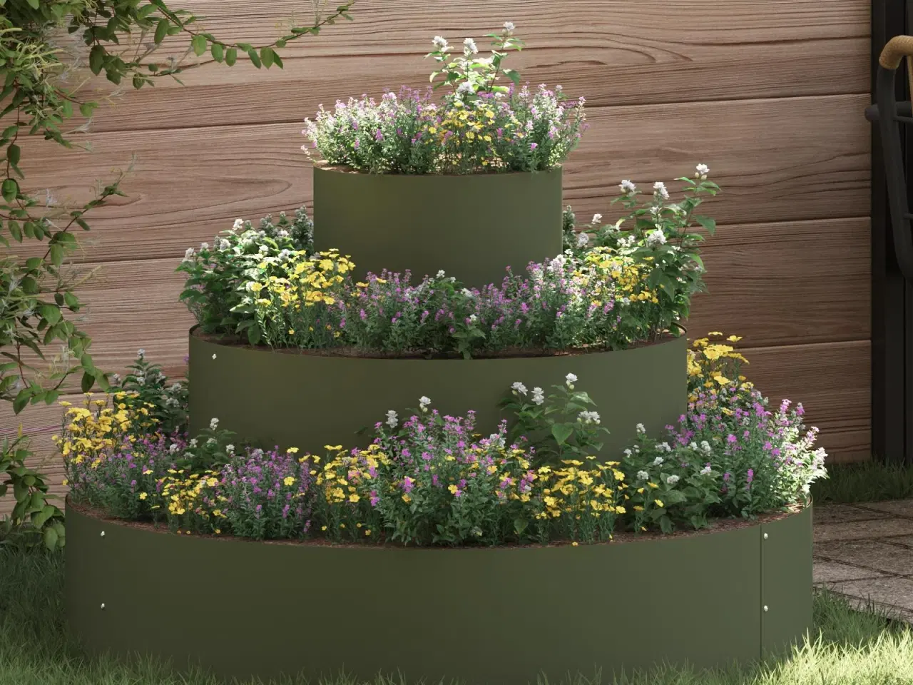 Billede 1 - Have Blomsterkrukke Olivengrøn 90 x 90 x 20 cm Stål