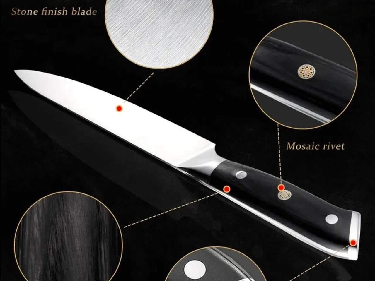 Billede 4 - Universalkniv – 5Cr15MoV rustfrit stål – Pakka træskaft