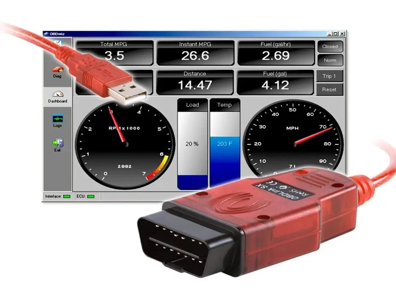 Billede 1 - OBDLink SX med ELM Protekoller til OBD Renolink MultiEcuscan mv.