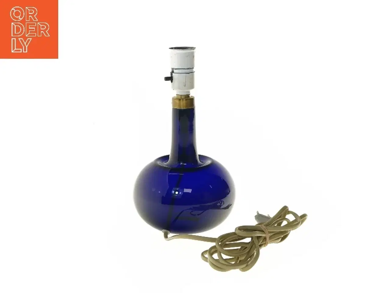 Billede 4 - Blå glasbordlampe fra Holmegaard (str. 28 cm)