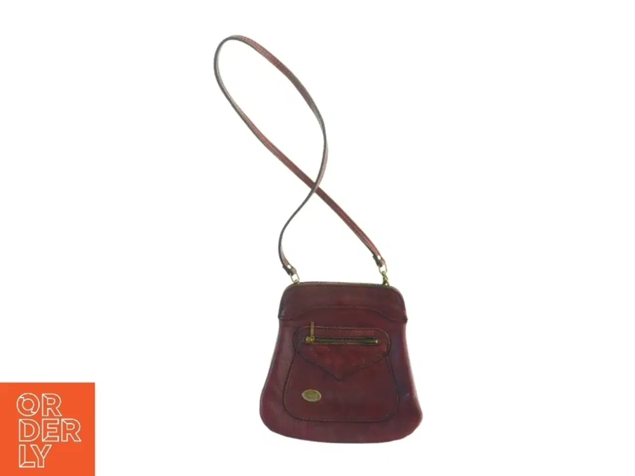 Billede 1 - Retro Rød læder Crossbody Vintage skuldertaske (str. 22 x 22 cm)