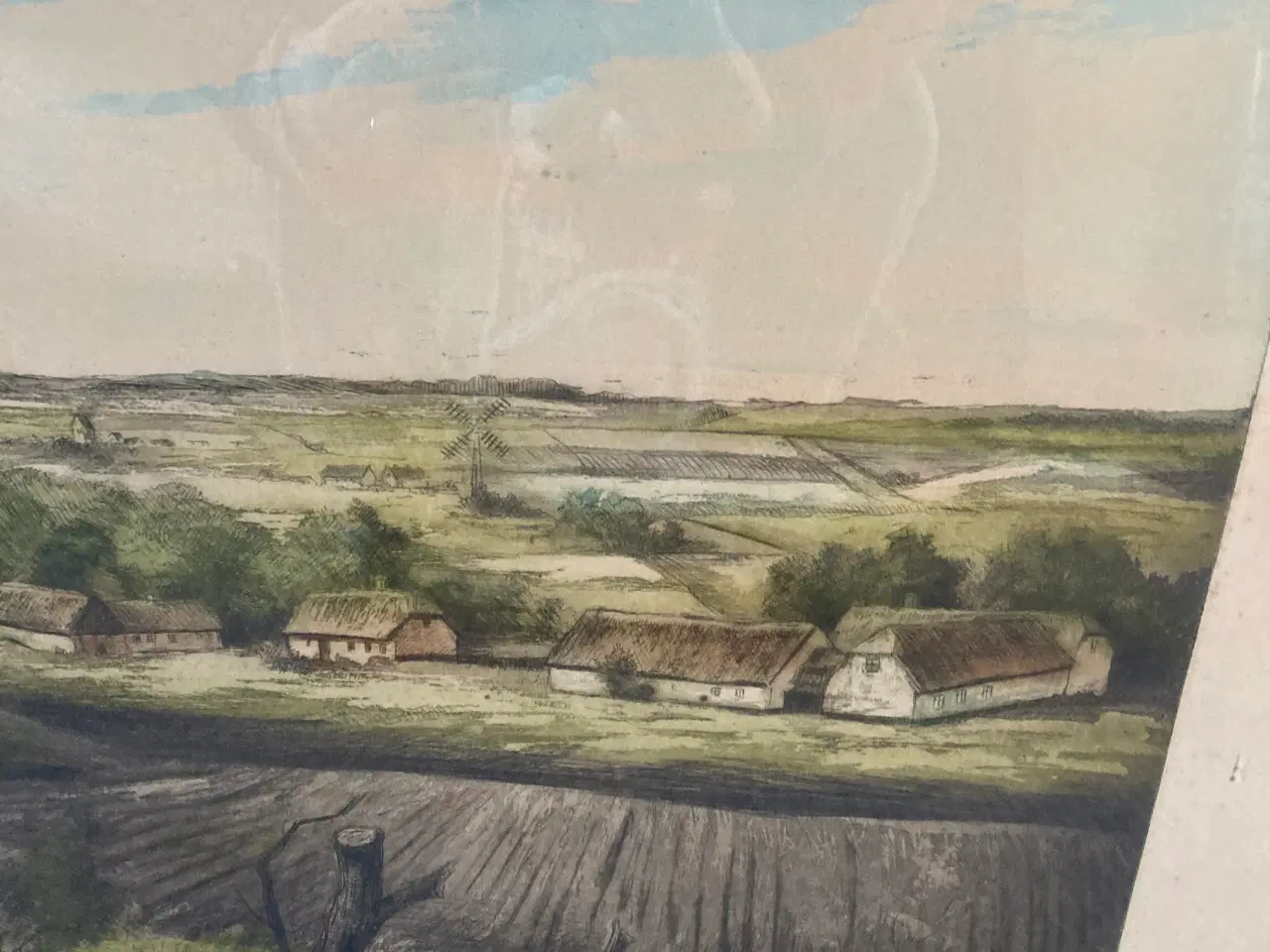 Billede 2 - Maleri/tegning af landskab imellem Skive og Viborg