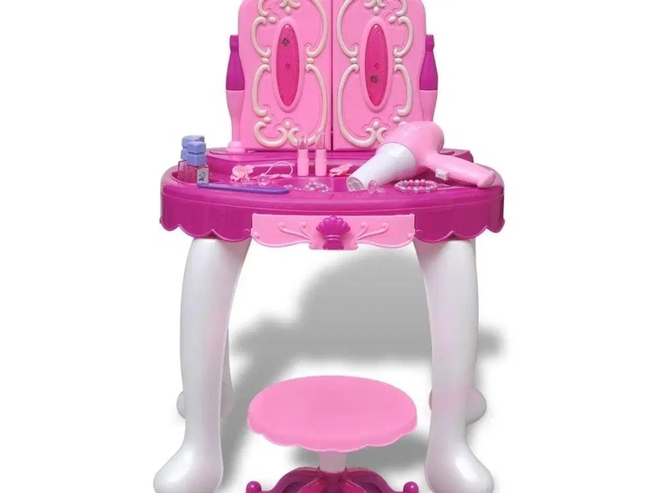 Billede 2 - Stående legetøjskosmetikbord til børn med 3 spejle og lys/lyd