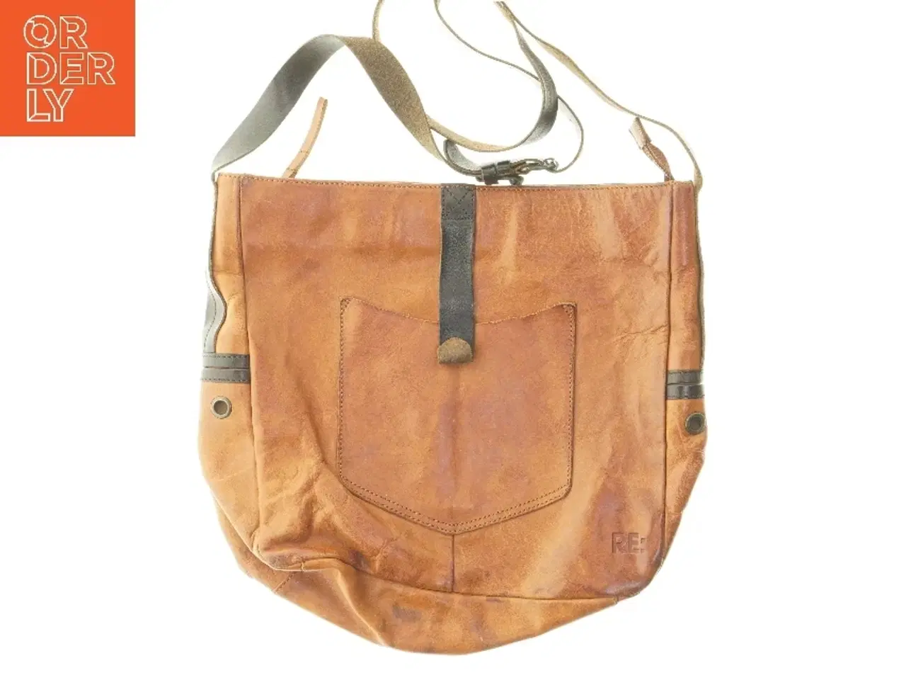 Billede 1 - Brun lædertaske fra RE (str. 35x38 cm)