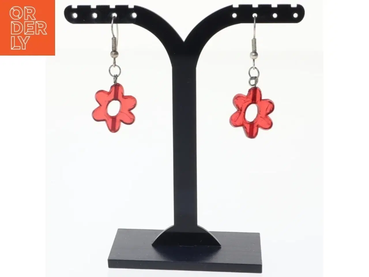 Billede 1 - Røde blomster øreringe (str. 1 x 4 cm)