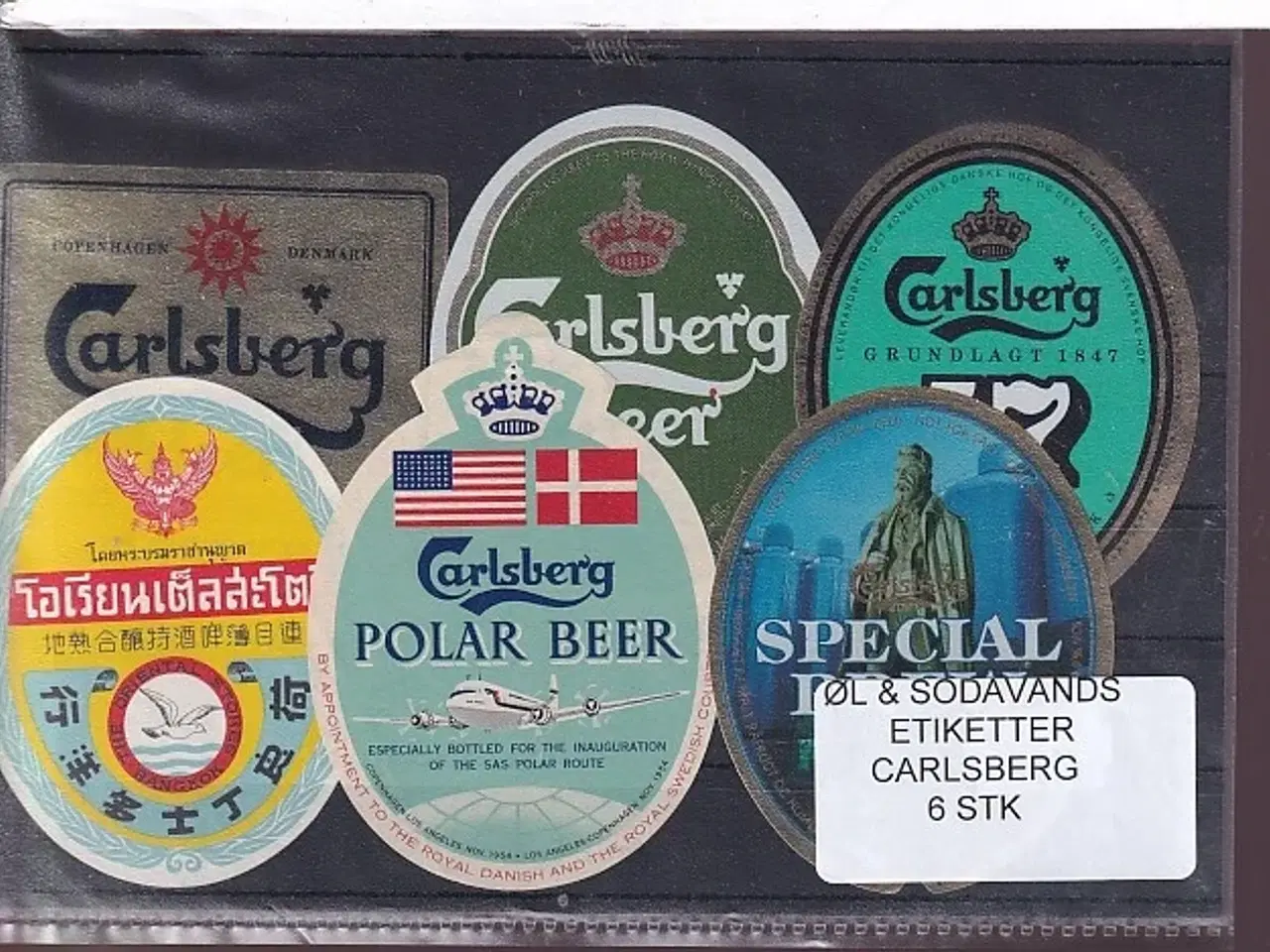 Billede 1 - Øl og Sodavands Etiketter - Carlsberg - 6 Stk.