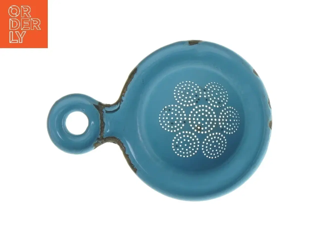 Billede 1 - Blå emaljeret te si (str. Ø 10 cm længde 14 cm)