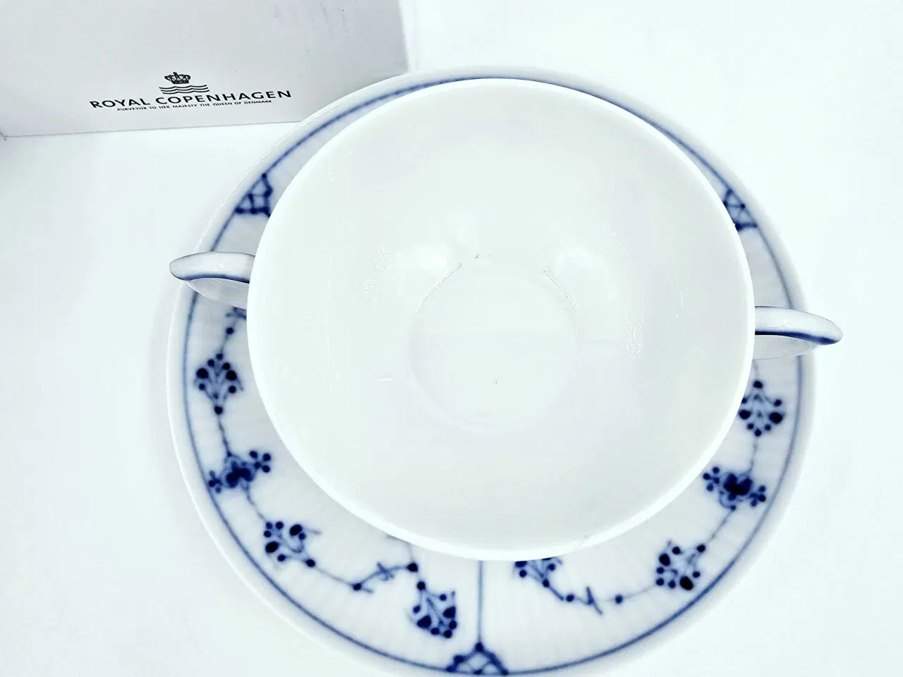 Billede 6 - Musselmalet Riflet Bouillonkop & Underkop 