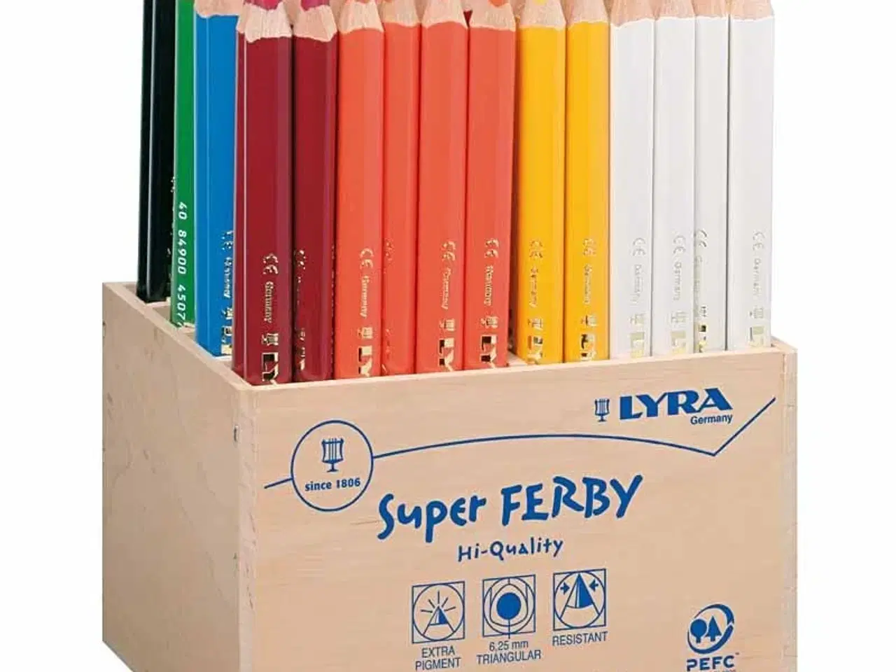 Billede 1 - Super Ferby 1 farveblyanter, L: 18 cm, mine 6,25 mm, ass. farver, 96 stk./ 1 pk.