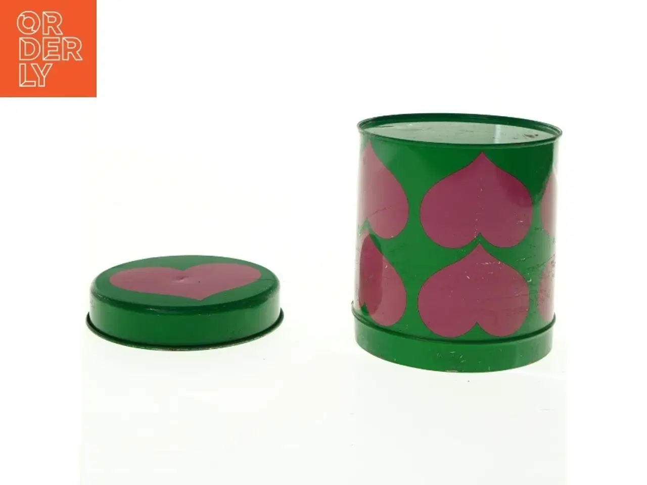 Billede 2 - 1960&#39;er dåse med hjerter Laurids Lønborg & Lena Al Eklund (str. Diameter, 13 cm h 16 cm)
